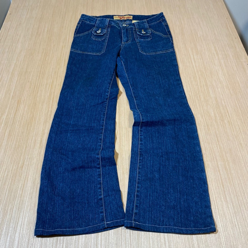 CoCo Denim Brand Vintage Y2K Dark Wash Flare Jeans Patch Pocket Size 5/6